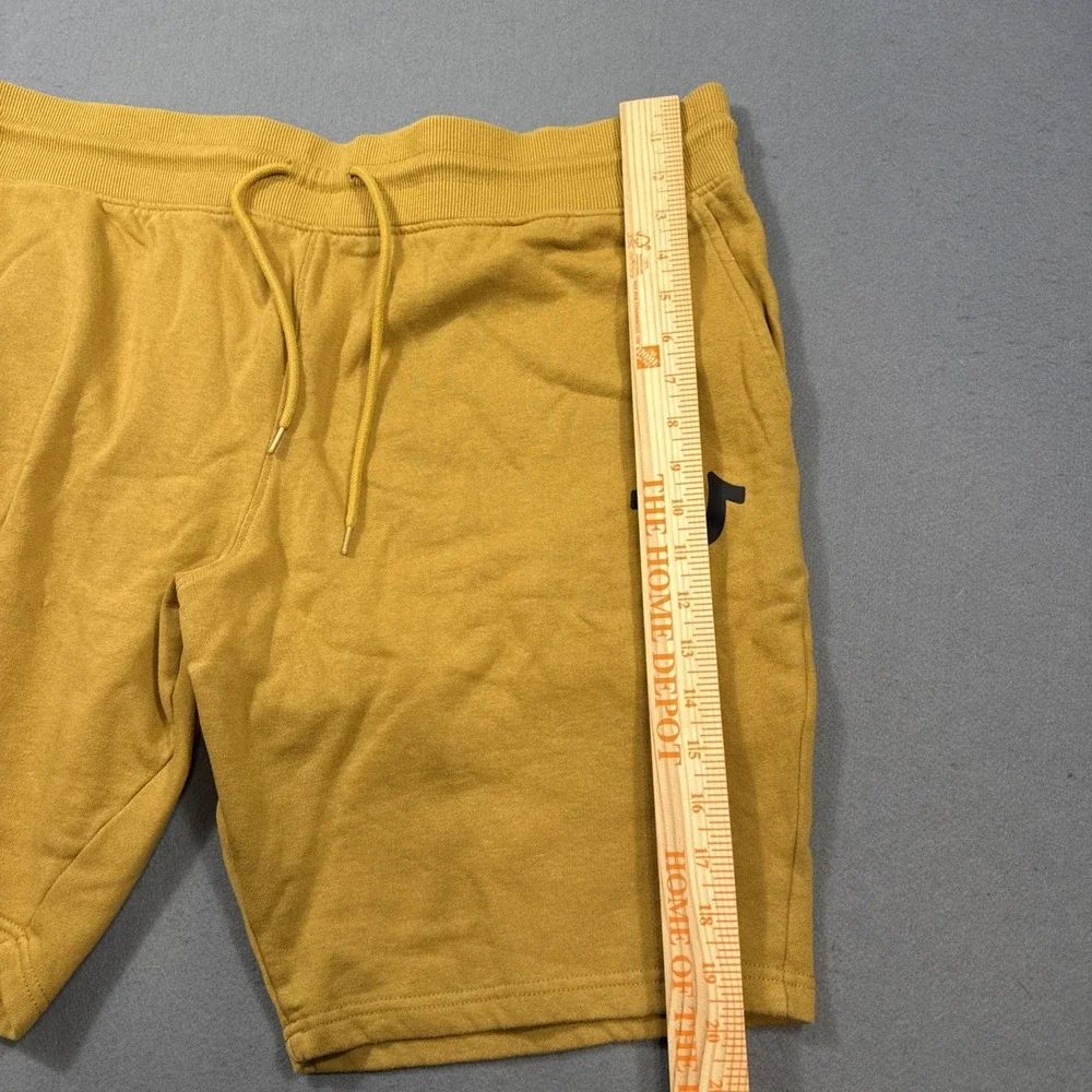 True Religion Men XXL Sweat Shorts Mustard Yellow Black Horseshoe Logo